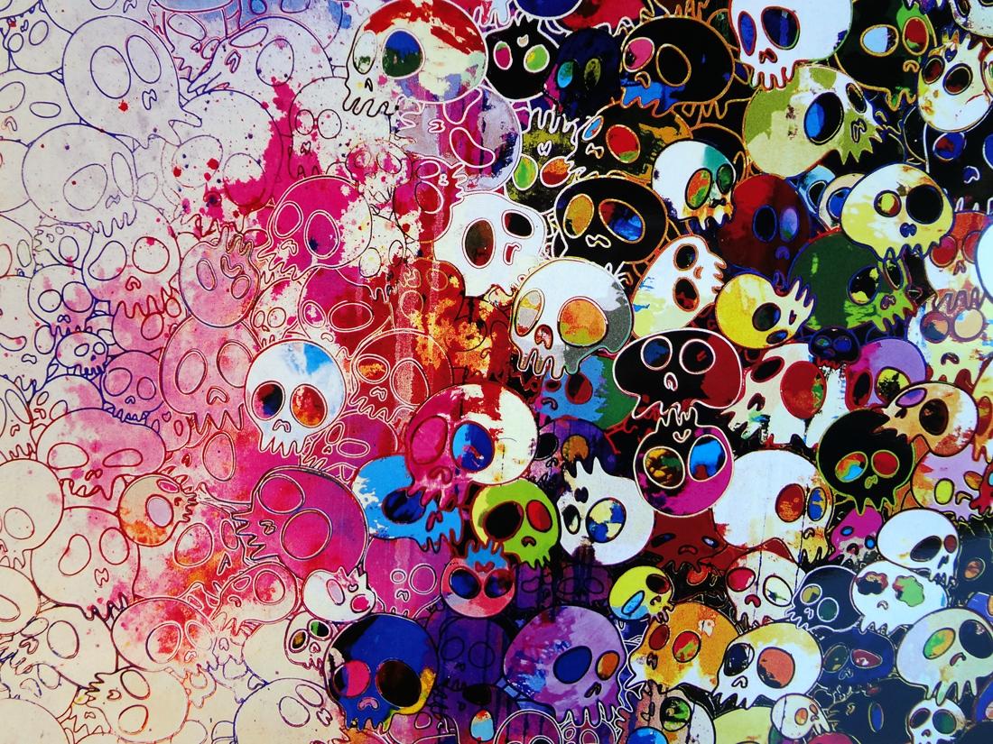 TAKASHI MURAKAMI: Who's afraid of red, yellow... Superflat, Japanese Pop Art - Gray Figurative Print by Takashi Murakami