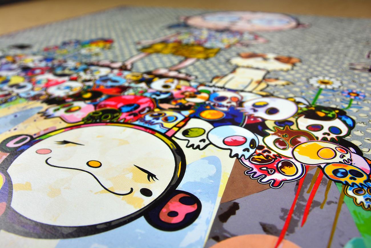 TAKASHI MURAKAMI : Avec les yeux sur... Signé à la main et numéroté. Super Flat, Pop Art - Gris Figurative Print par Takashi Murakami