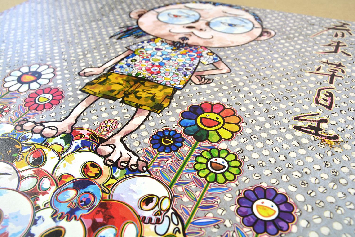 TAKASHI MURAKAMI: MIT DER ANKUNFT VON... Handsigniert & nummeriert Superflat Pop Art (Grau), Figurative Print, von Takashi Murakami