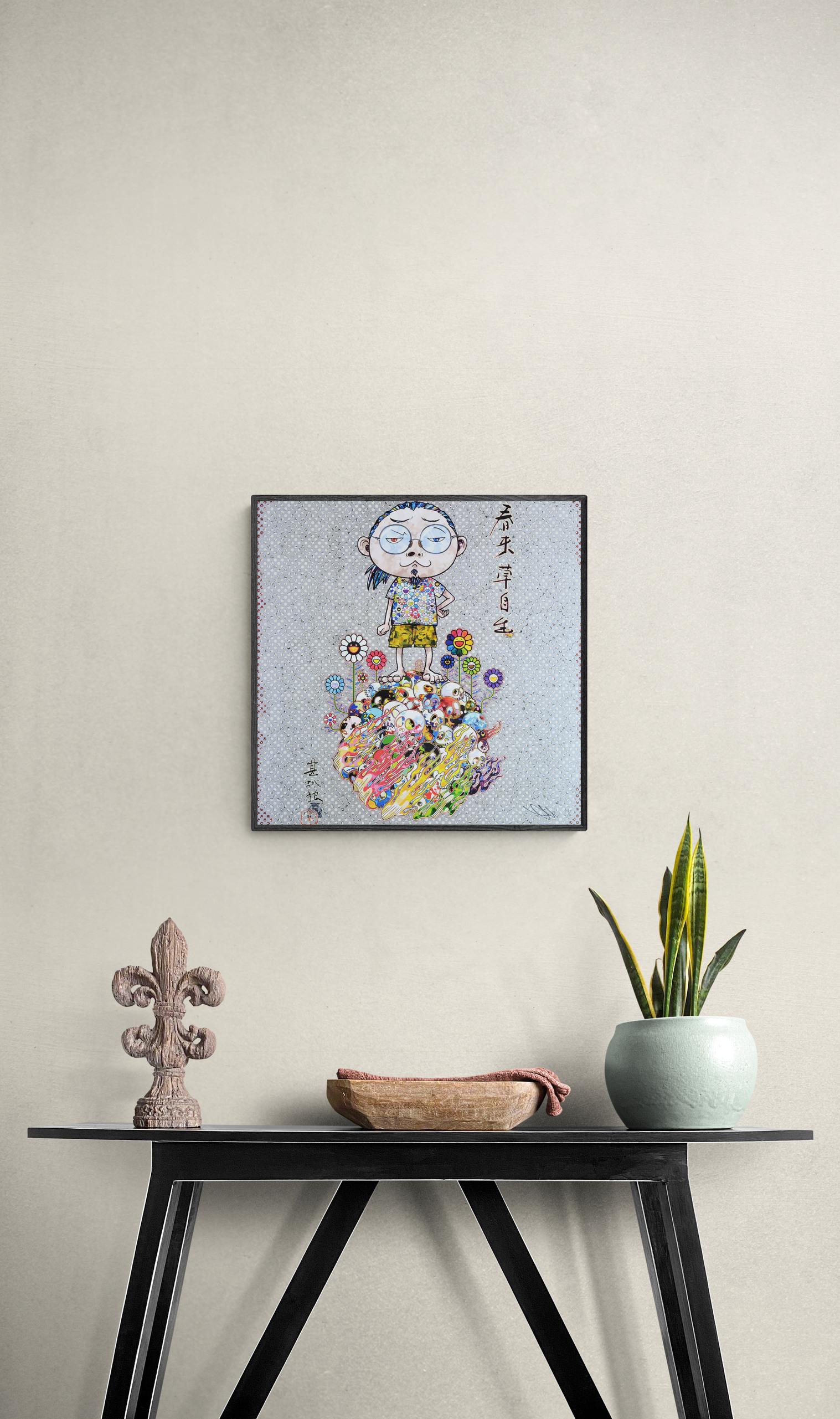 TAKASHI MURAKAMI: WITH THE COMING OF... Hand signed & numbered Superflat Pop Art - Gray Figurative Print by Takashi Murakami