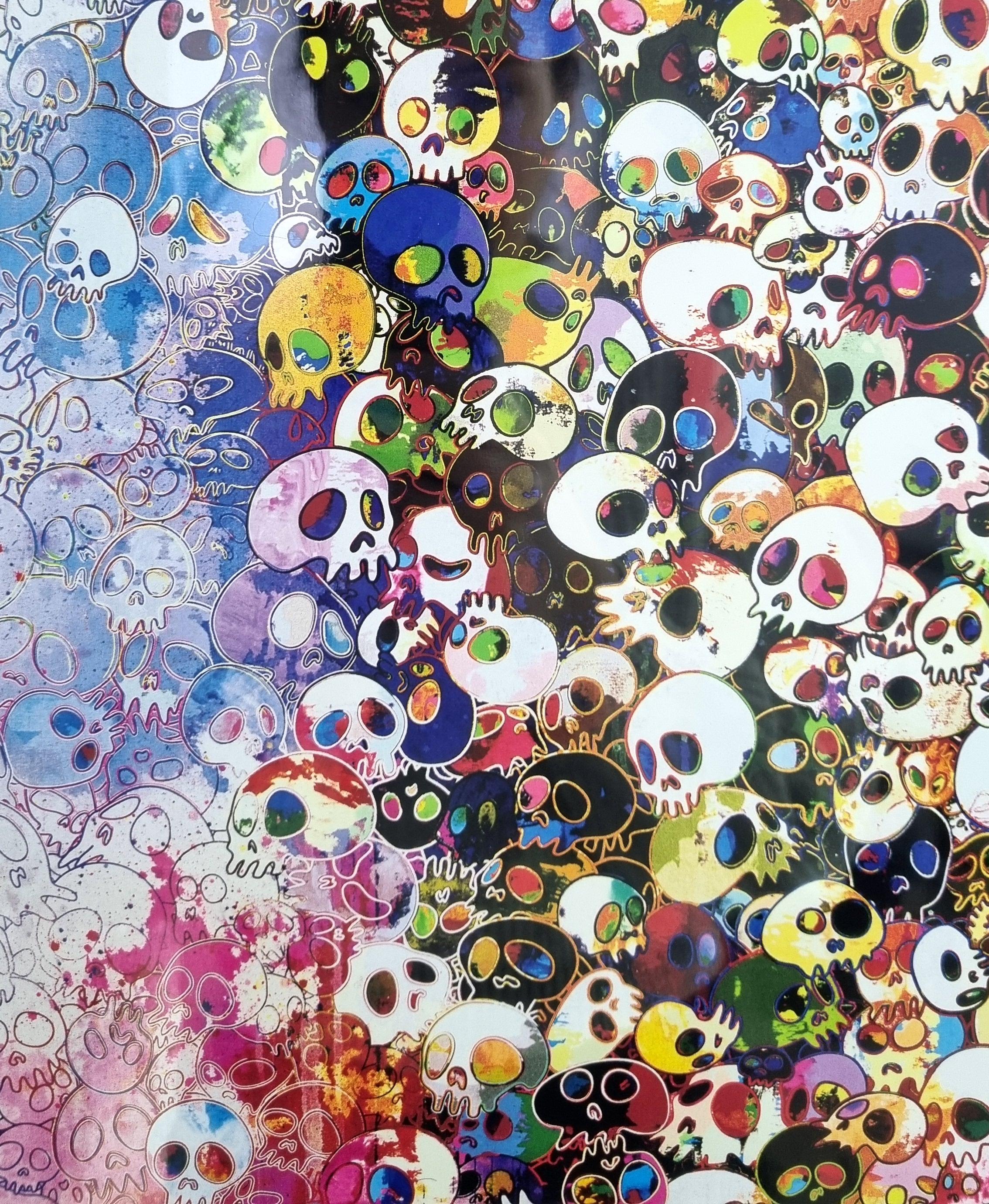 WHO'S AFRAID OF RED, YELLOW, BLUE AND DEATH (QUOI EST-CE QUI A RÉALISÉ DE RÉALISATION) - Gris Abstract Print par Takashi Murakami