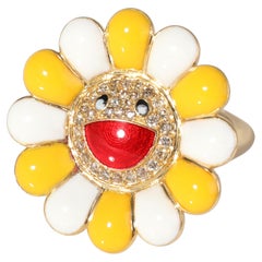 Anello Takashi Murakami Sunflower in oro giallo 18 carati 0,27 CTW