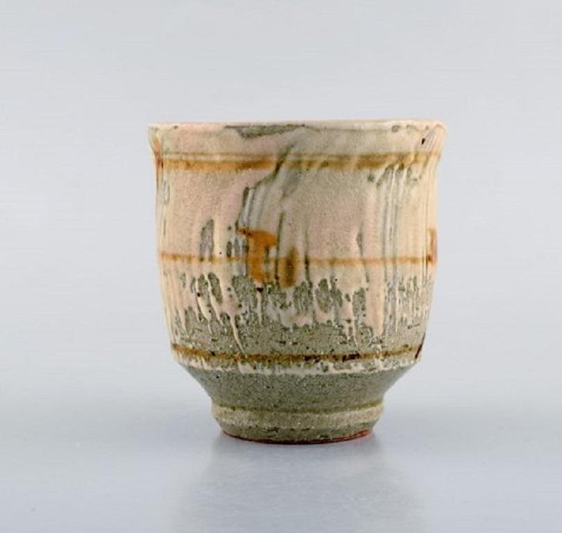 Modern Takashi Ohyoma, Japan, Unique Goblet / Vase in Glazed Ceramics, 1980s For Sale