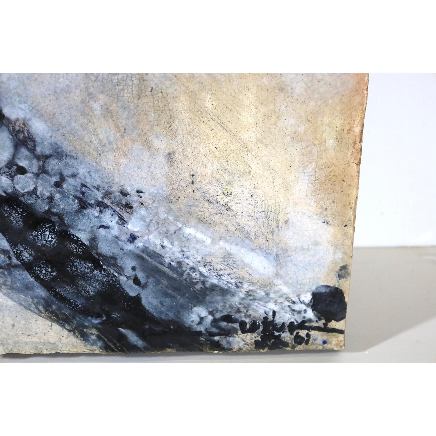 Kannon in Blue - Abstract Expressionist Painting by Takashi Suzuki