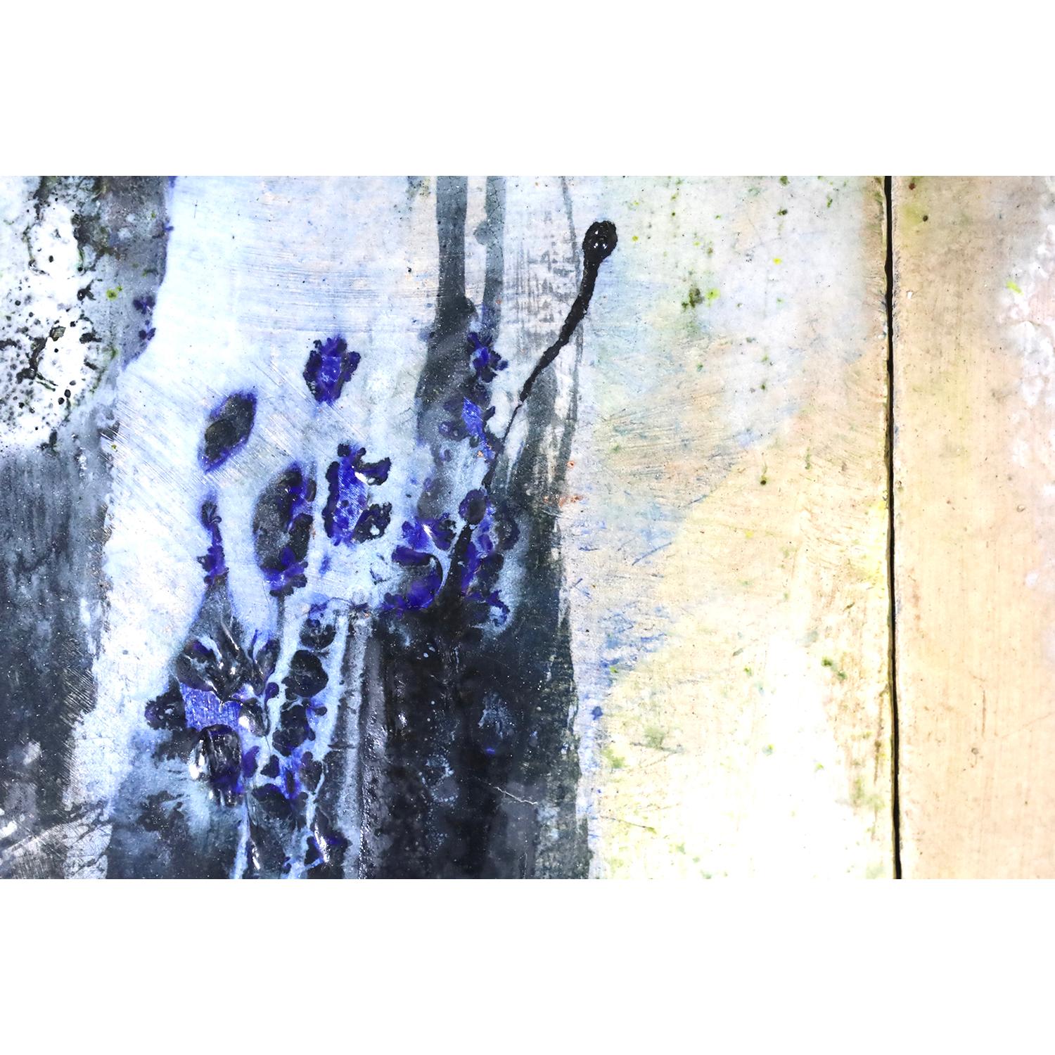 Kannon in Blue - Gray Abstract Painting by Takashi Suzuki