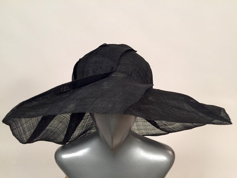 Takashimaya Sheer Black Pleated Straw Hat Designed by Gregorio Recio ...