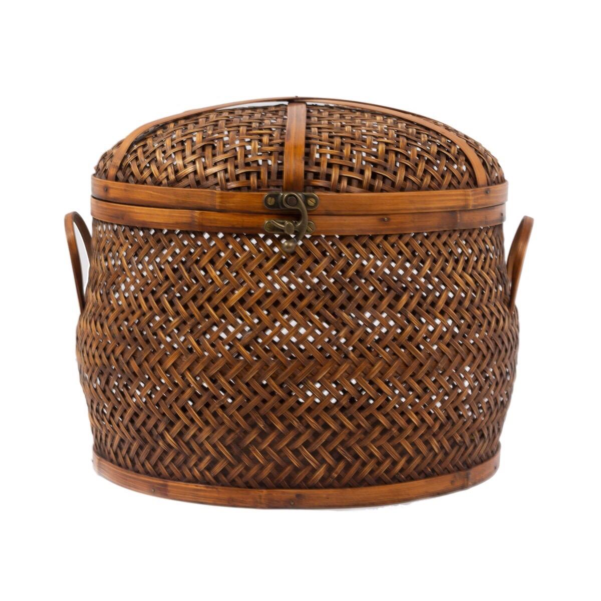 vintage woven basket with lid