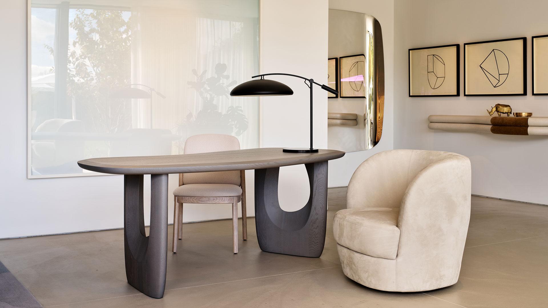 European Takayama Console Lamp by Yabu Pushelberg in Nero Casino Metal Sahara Noir Marble For Sale