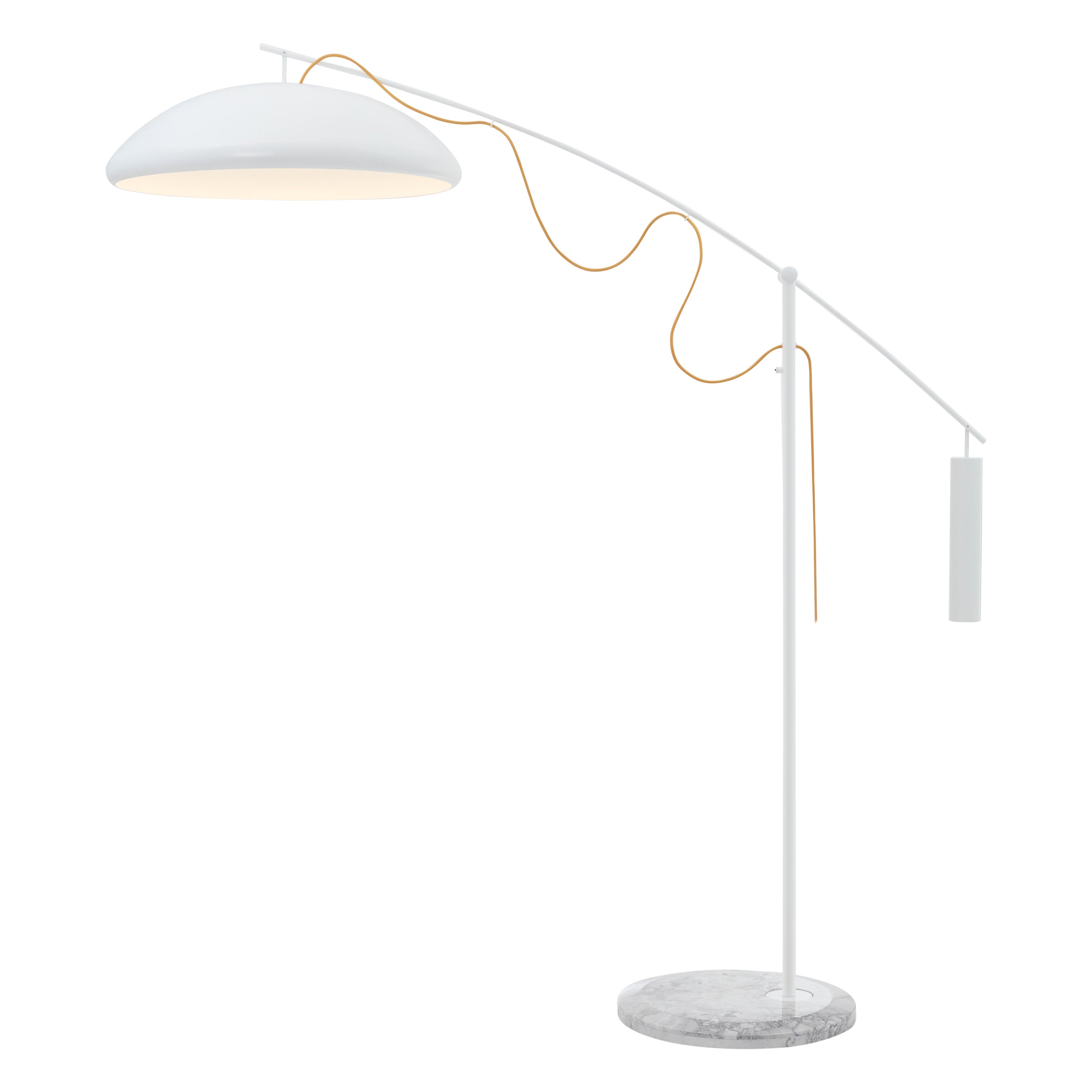 Takayama Floor Lamp by Yabu Pushelberg in White Metal & Sydney Marble