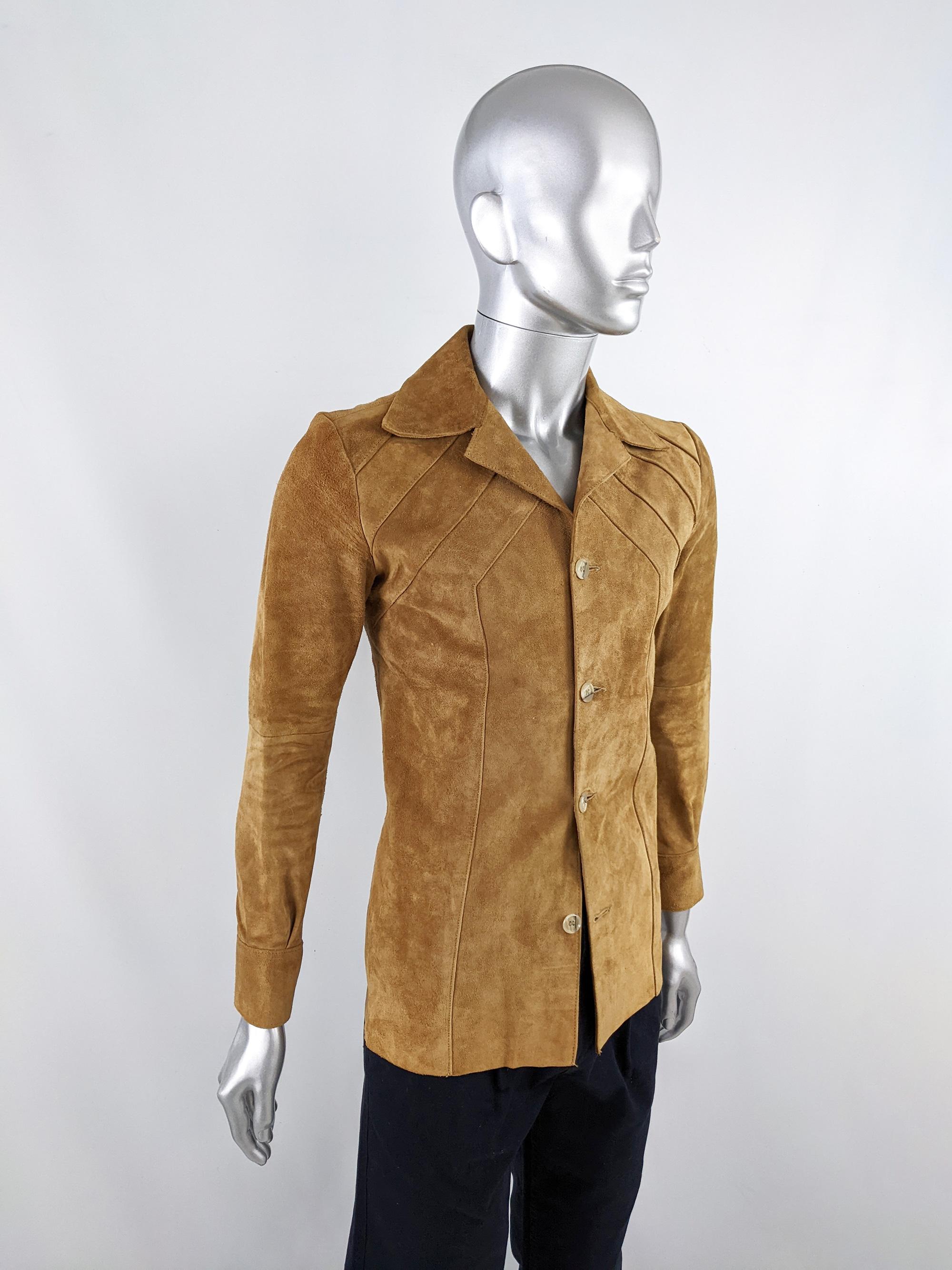 Brown Take 6 of Carnaby Street Vintage Mens 60s Real Suede Tan Jacket, 1960s For Sale