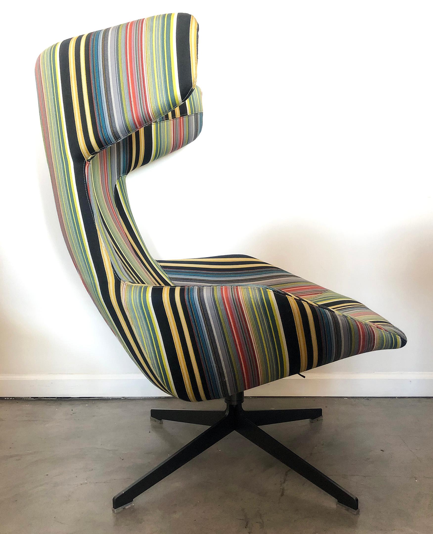Take A Line For A Walk Wingback Lounge Chair, Alfredo Haberli, Moroso In Good Condition For Sale In Culver City, CA