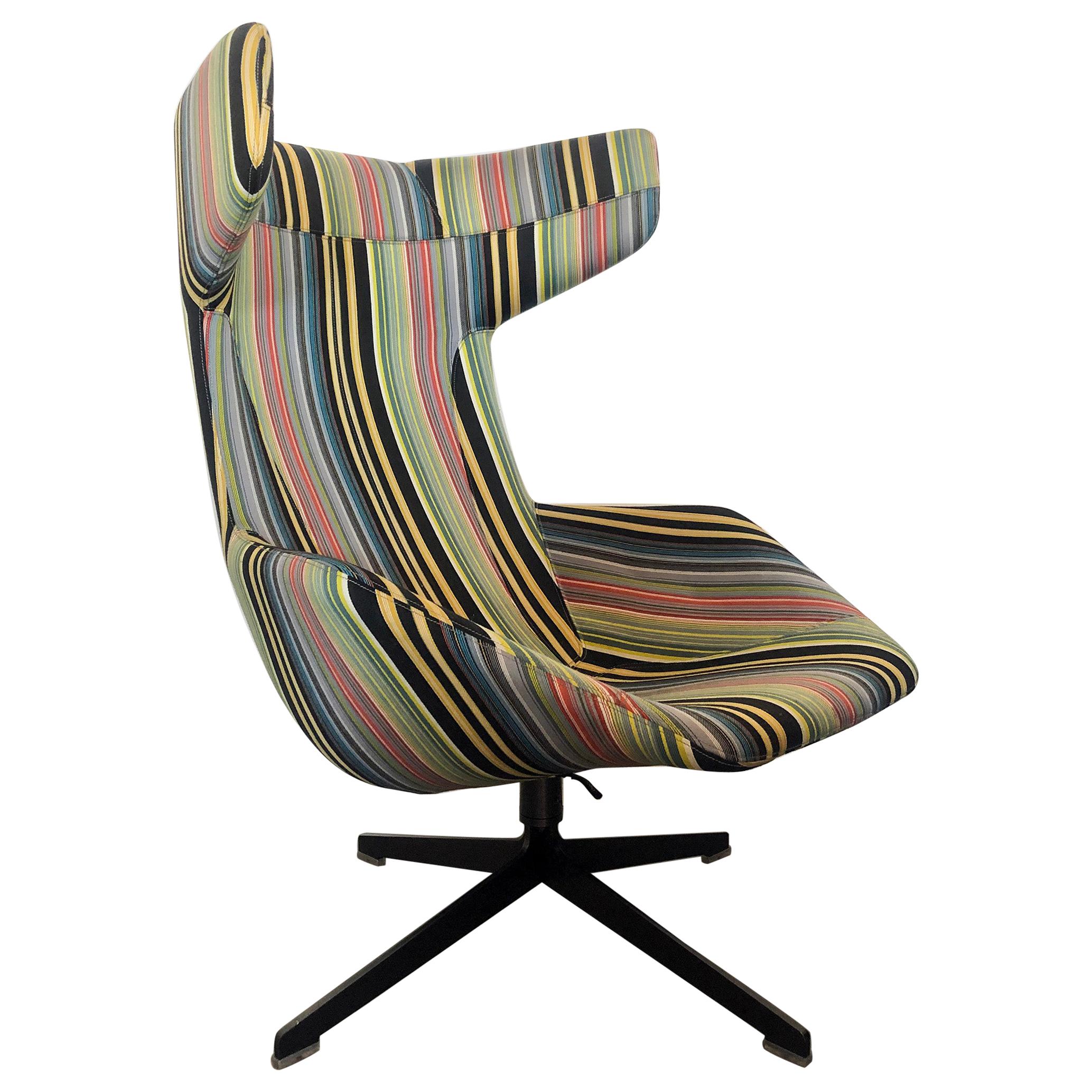 Take A Line For A Walk Wingback Lounge Chair, Alfredo Haberli, Moroso For Sale