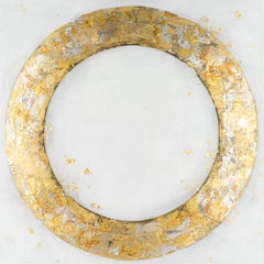 "Circle No. 187" Dimensional Gold Leaf Circle on Neutral Backdrop