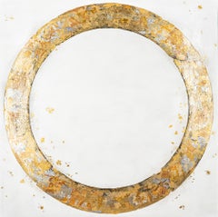 "Circle No. 189" Dimensional Gold Leaf Circle on Neutral Backdrop