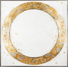 Circle n° 189, cercle géométrique en feuilles d'or sur toile neutre