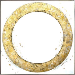 "Circle No. 192" Dimensional Gold Leaf Circle on Neutral Backdrop