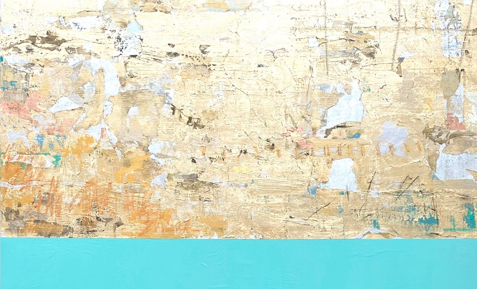 Gold and Turquoise No. 6 - Contemporary Painting by Takefumi Hori