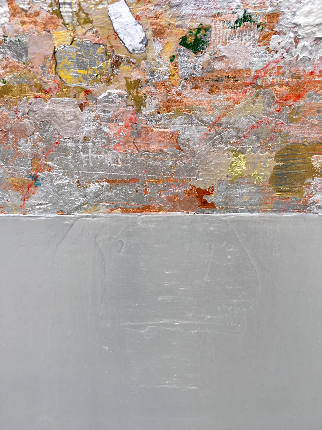 Silver and Silver - Beige Abstract Painting by Takefumi Hori