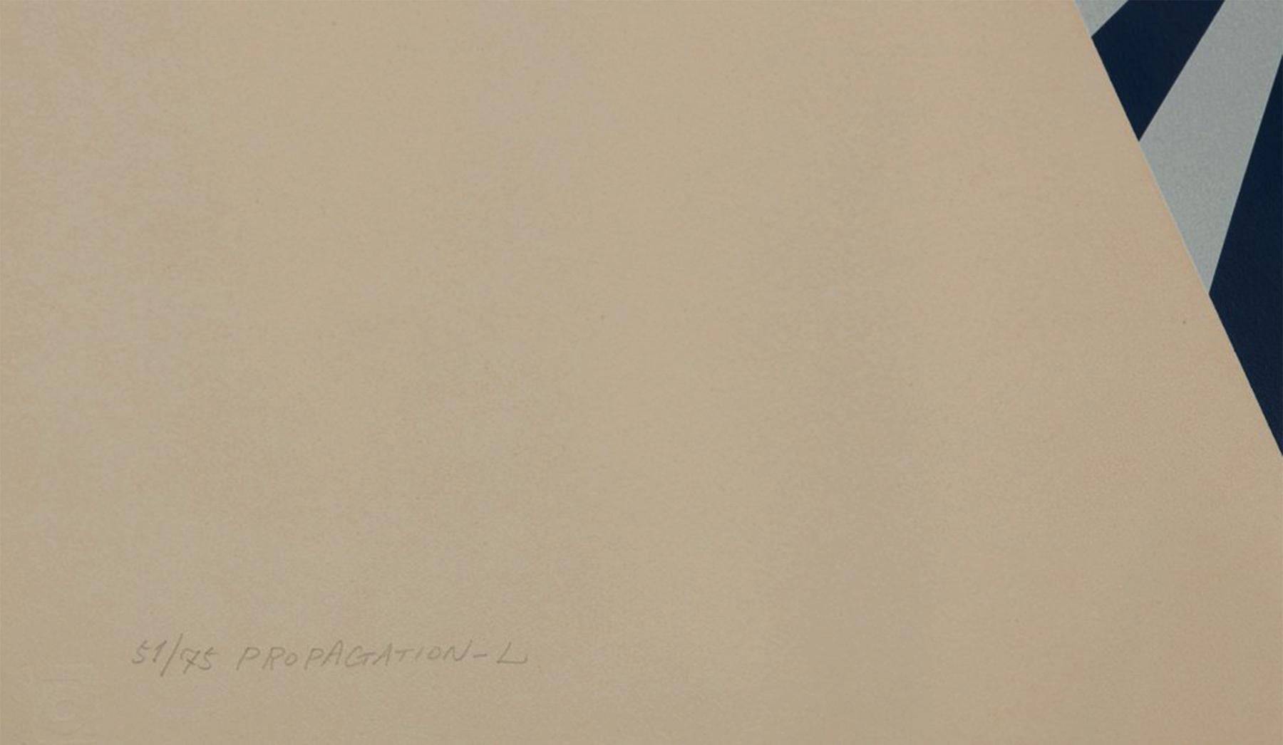 Propagation-L, sérigraphie abstraite figurative du milieu du siècle, artiste du XXe siècle en vente 1