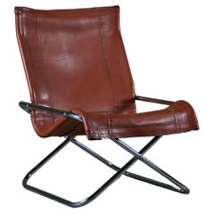Vintage Takeshi Nii 'NY' Japanese Leather Folding Chair