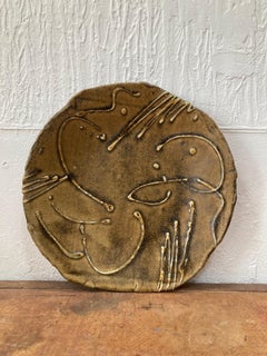 Takeshi Yasuda b.1943 olive colour slip decorated slab dish