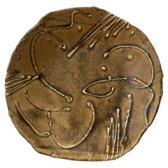 Takeshi Yasuda b.1943 olive colour slip decorated slab dish