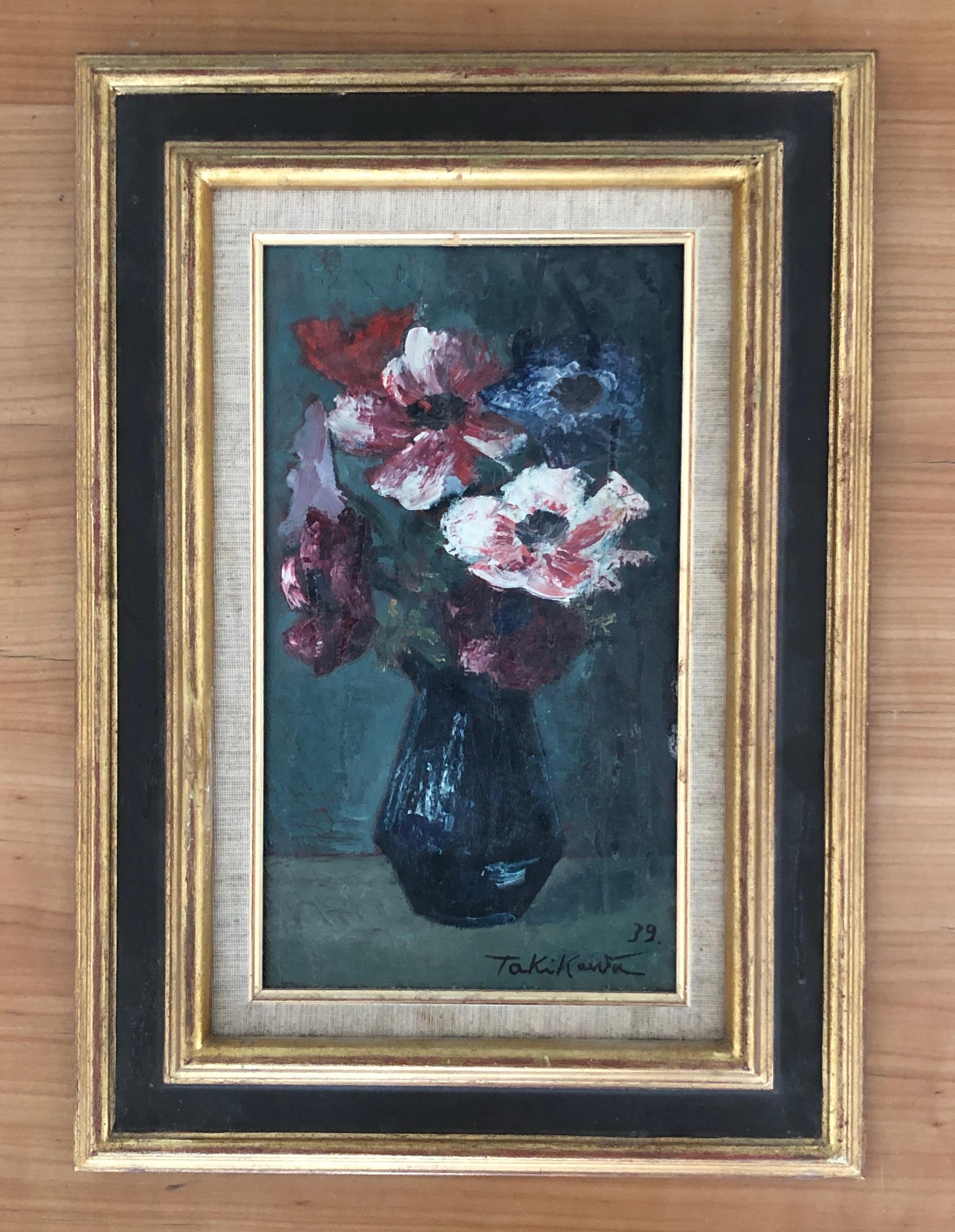 Bouquet of flowers in vase - Painting by Takikawa