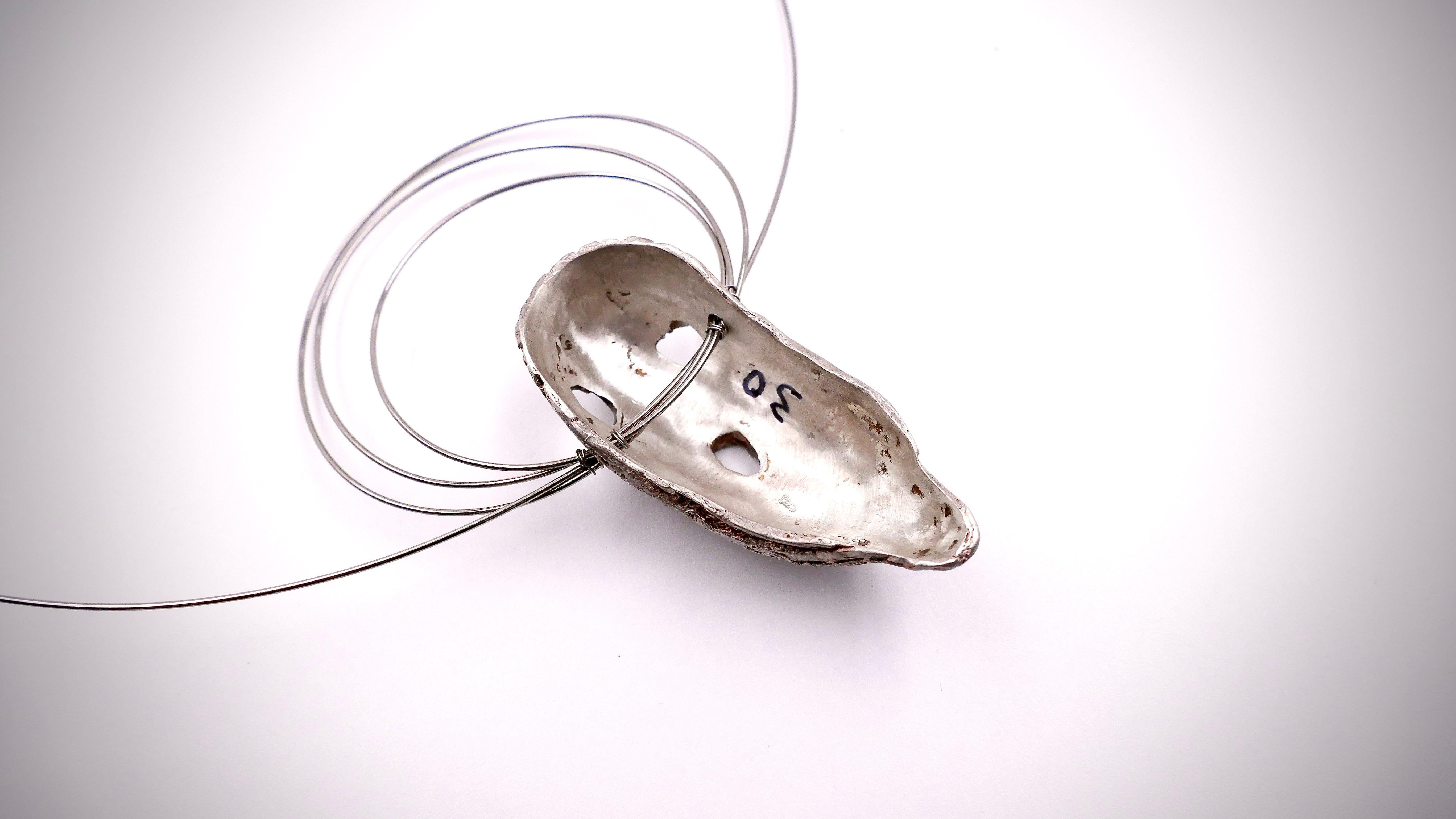 Modernist Takis ( Panayiotis Vassilakis ) Unique silver necklace For Sale