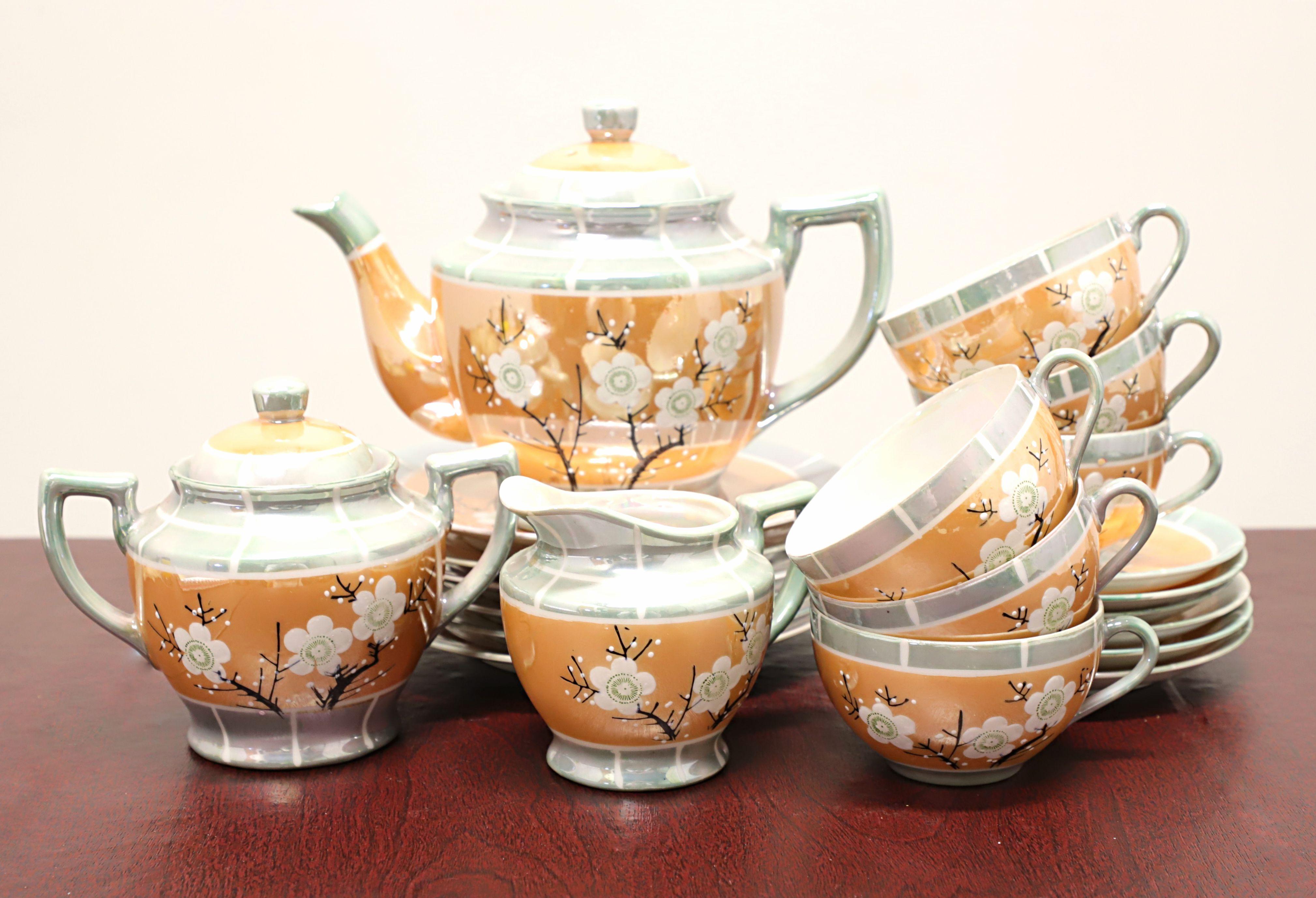 TAKITO Mid 20th Century Japanese Cherry Blossom Tea Service for Six - 21 Pieces For Sale 9