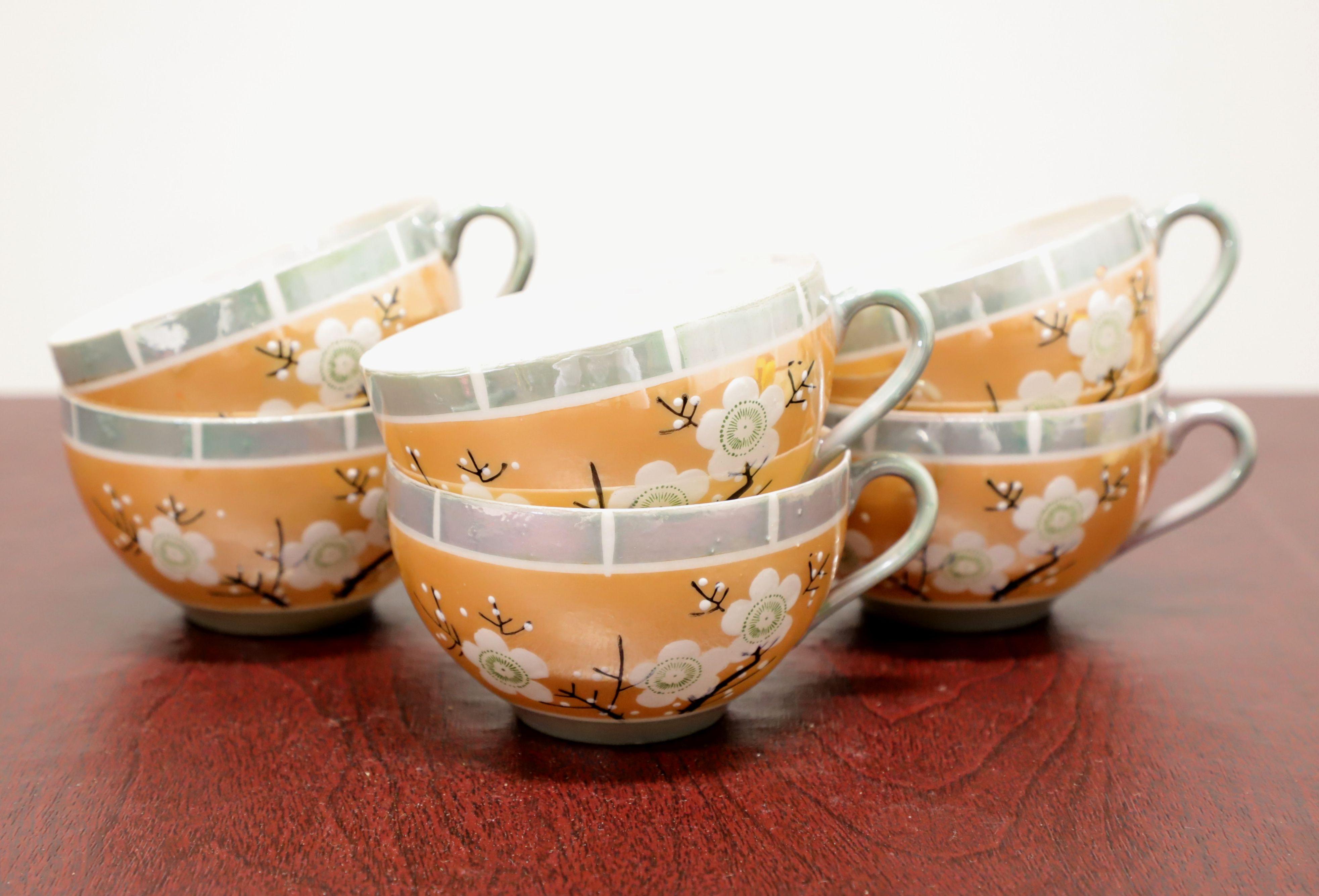 TAKITO Mid 20th Century Japanese Cherry Blossom Tea Service for Six - 21 Pieces For Sale 1