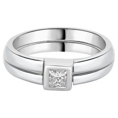 Whiting Bague en or blanc 14 carats diamant taille princesse