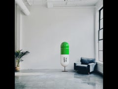 1000 MG Green Happy pill  -  pop sculpture