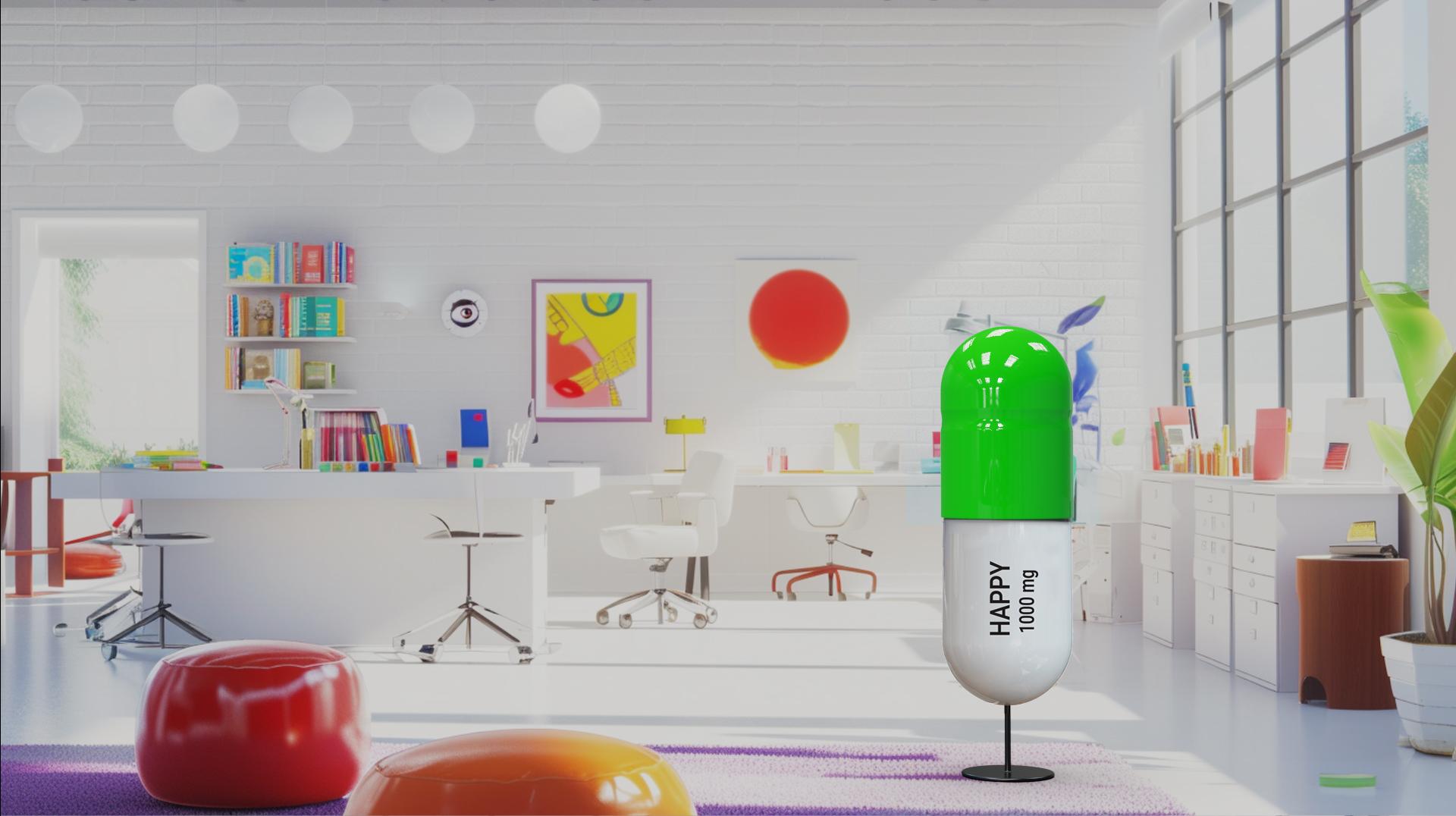 1000 MG Grüne Glückspille  -  Pop-Skulptur (Pop-Art), Sculpture, von Tal Nehoray
