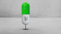 1000 MG Green Happy pill  -  pop sculpture
