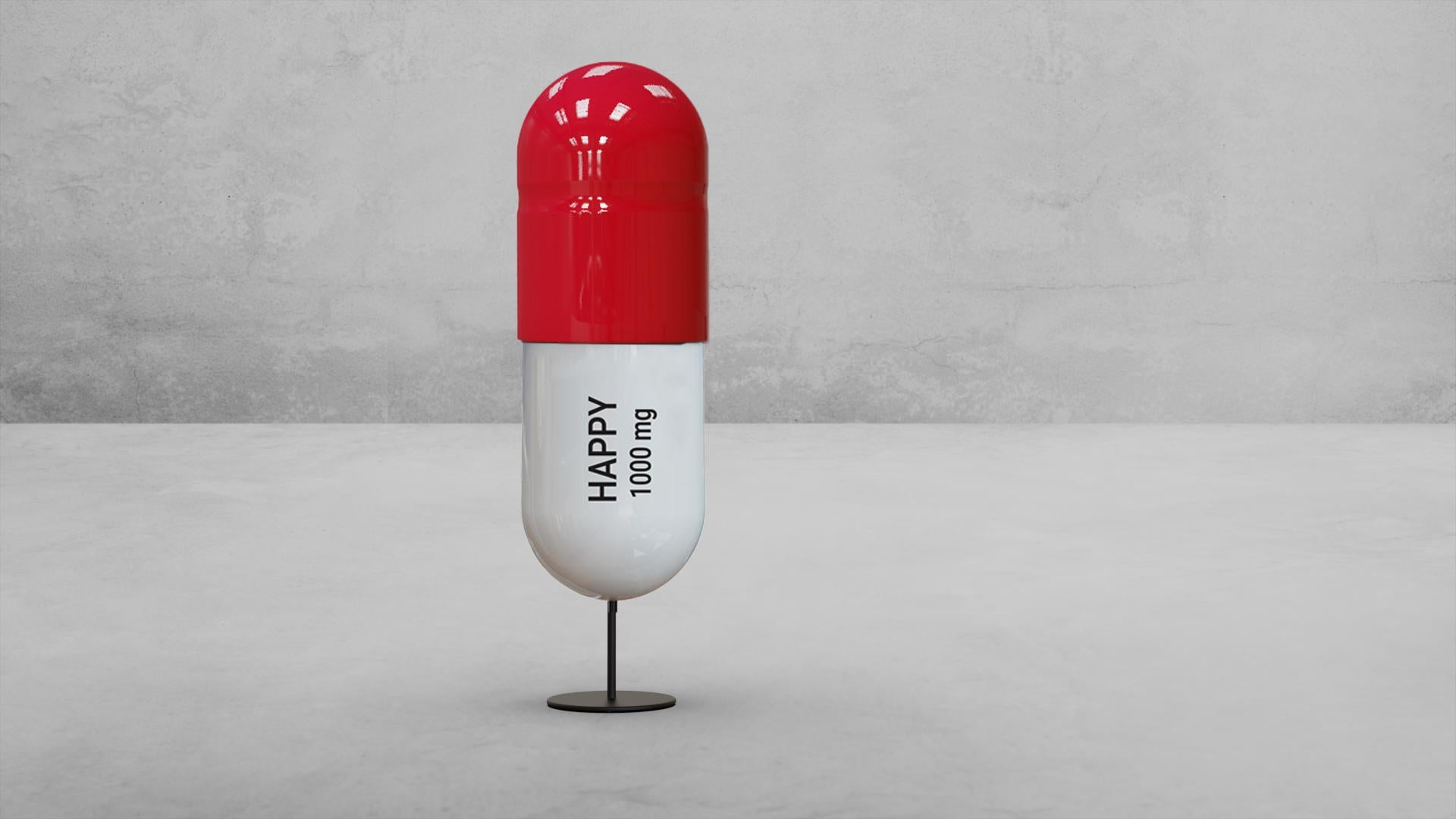 1000 MG Rote Happy pille  -  Pop-Skulptur