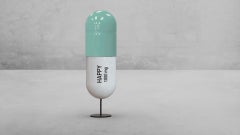1000 MG Turquoise Happy pill  -  pop sculpture