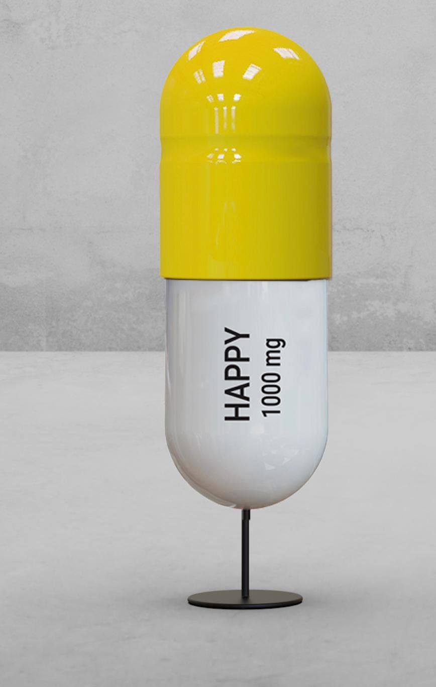 1000 MG Gelbe Glückspille  -  Pop-Skulptur im Angebot 1