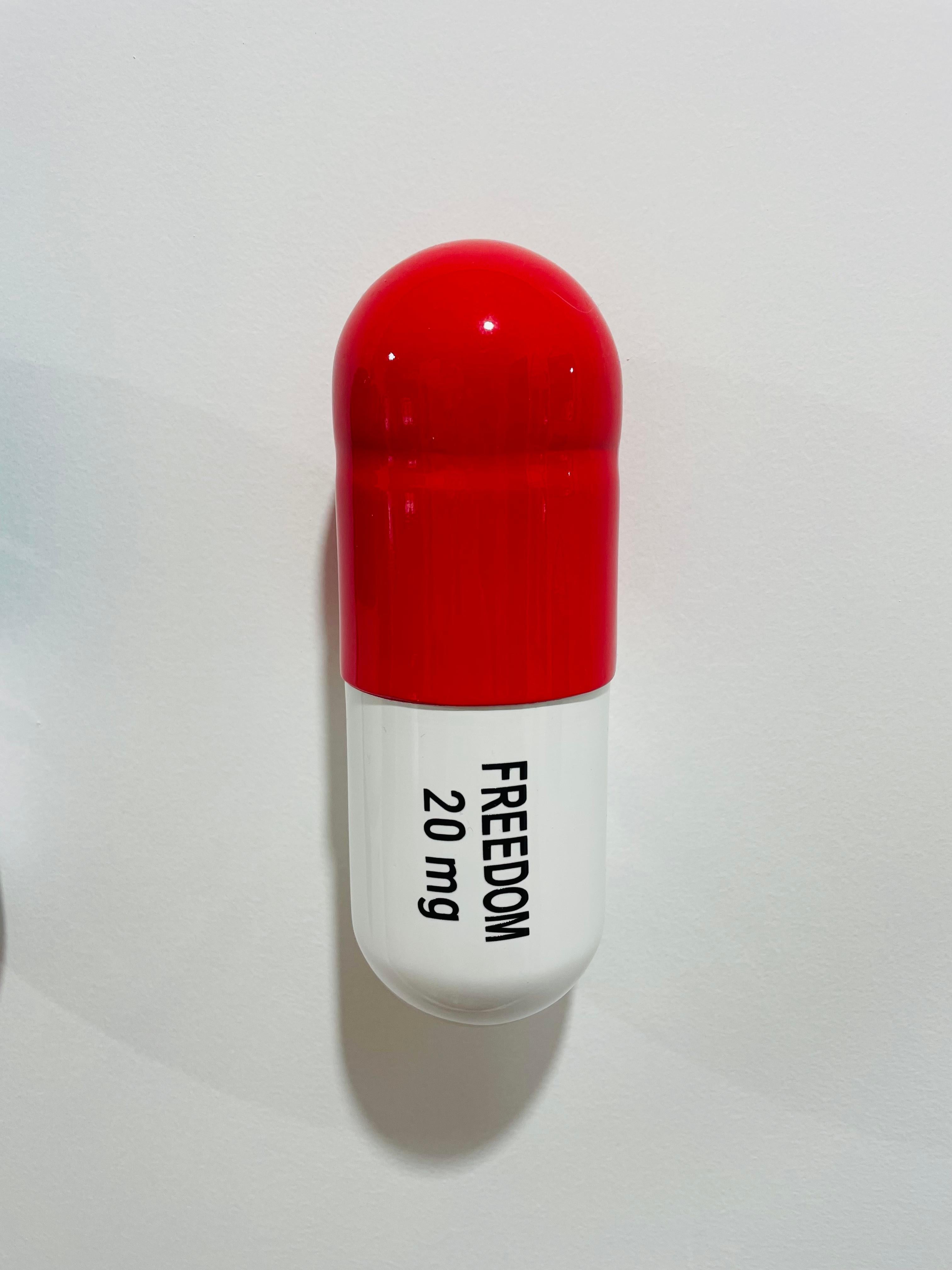 Tal Nehoray Still-Life Sculpture - 20 MG Freedom pill (white and red) - figurative sculpture