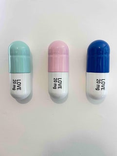 Used 20 MG Love pill Combo (mint green, blue and light pink) - figurative sculpture