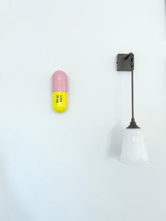 20 mg Love pill (Pink and yellow) - figurative pop sculpture