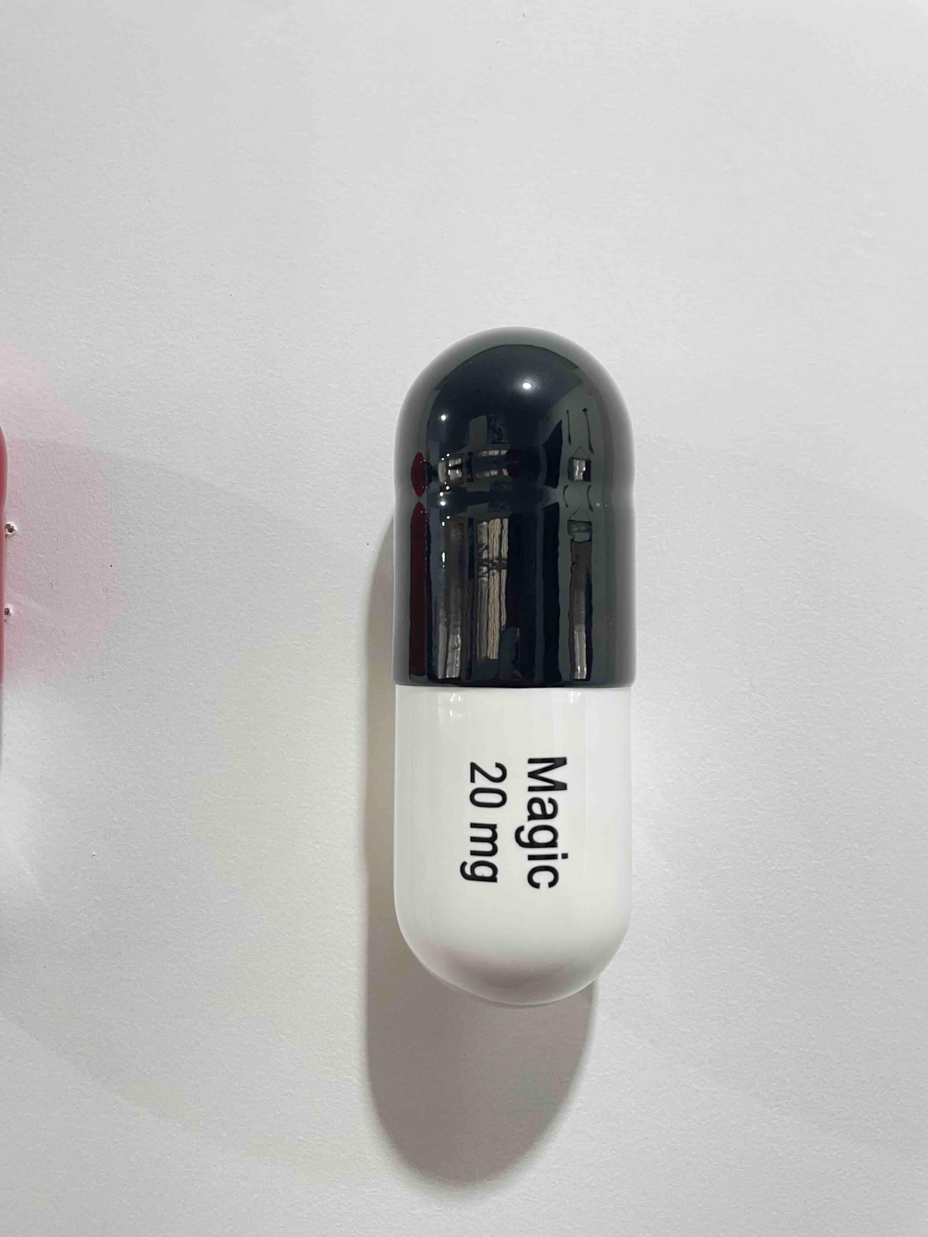 20 MG Magic pills (schwarz, rot und weiß) – figurative Skulptur, Pop-Skulptur im Angebot 1