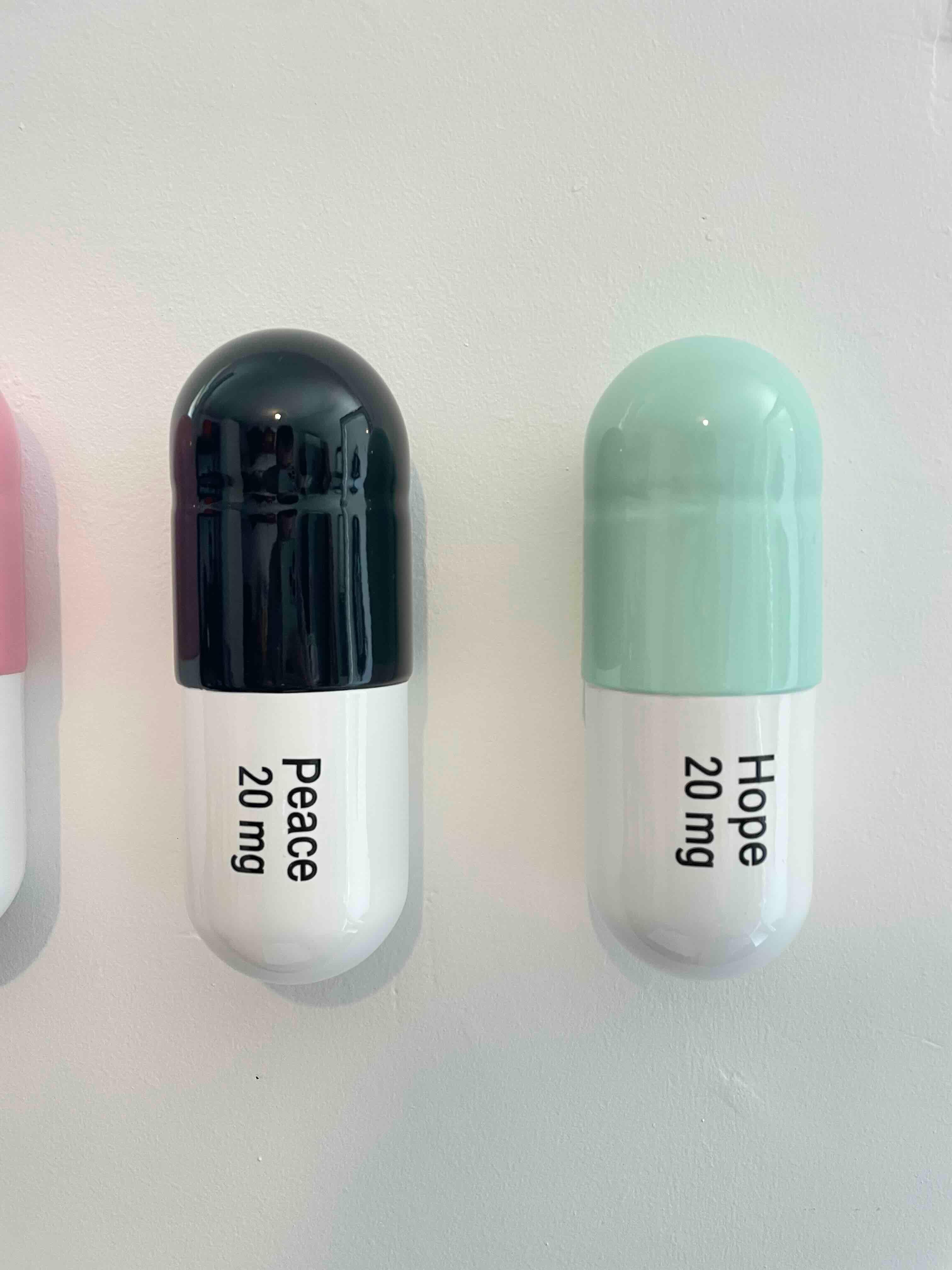 20 MG Pillole Peace, Love, Hope Combo (nero, rosa, verde menta) - Still-Life Sculpture Grigio di Tal Nehoray