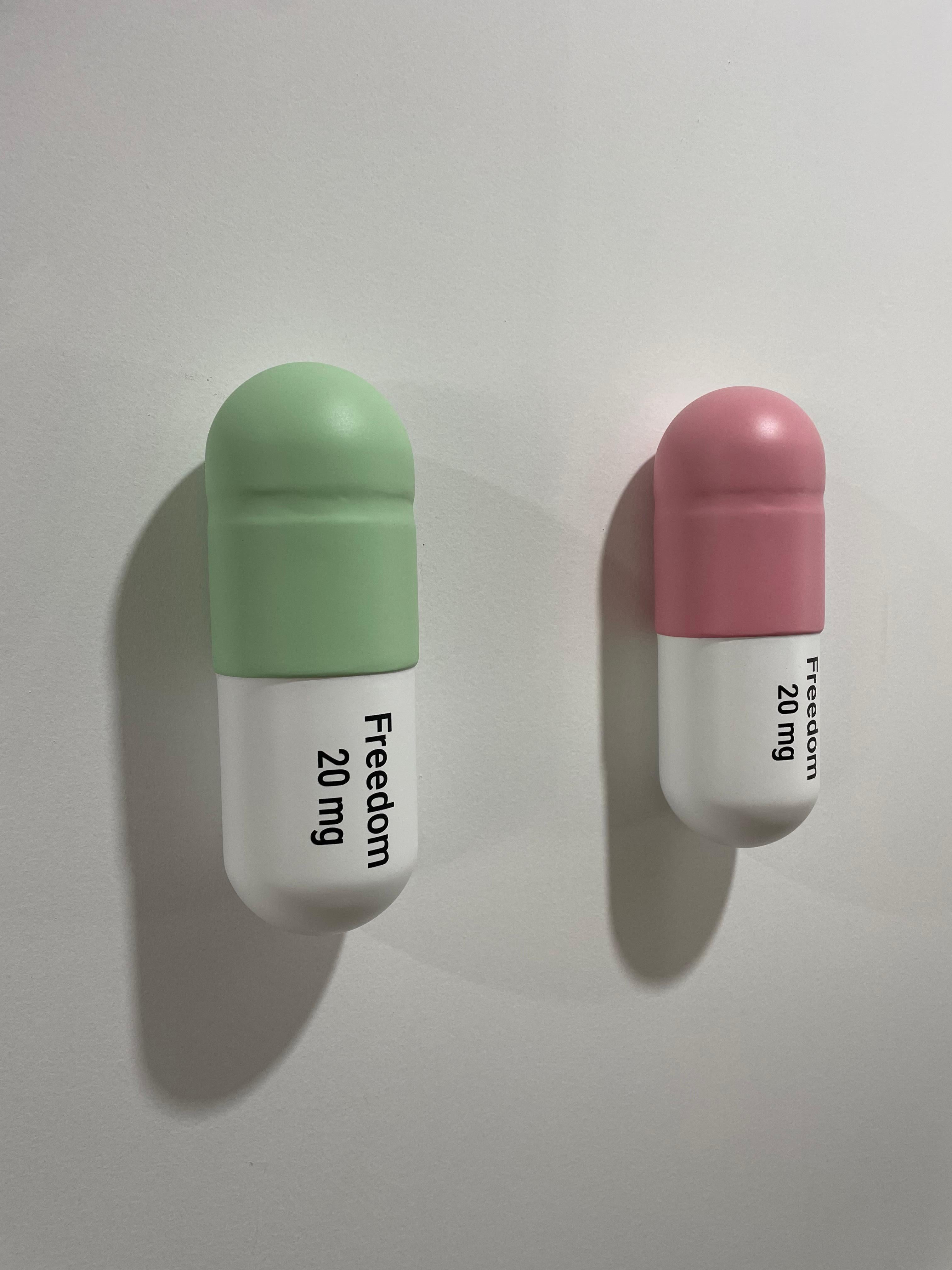 20 ML Freedom Matte pill Combo (Pink, Mint green) - figurative sculpture For Sale 1