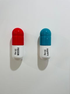 20 ML pillola della libertà felice Combo (rosso, turchese, bianco) - scultura figurativa