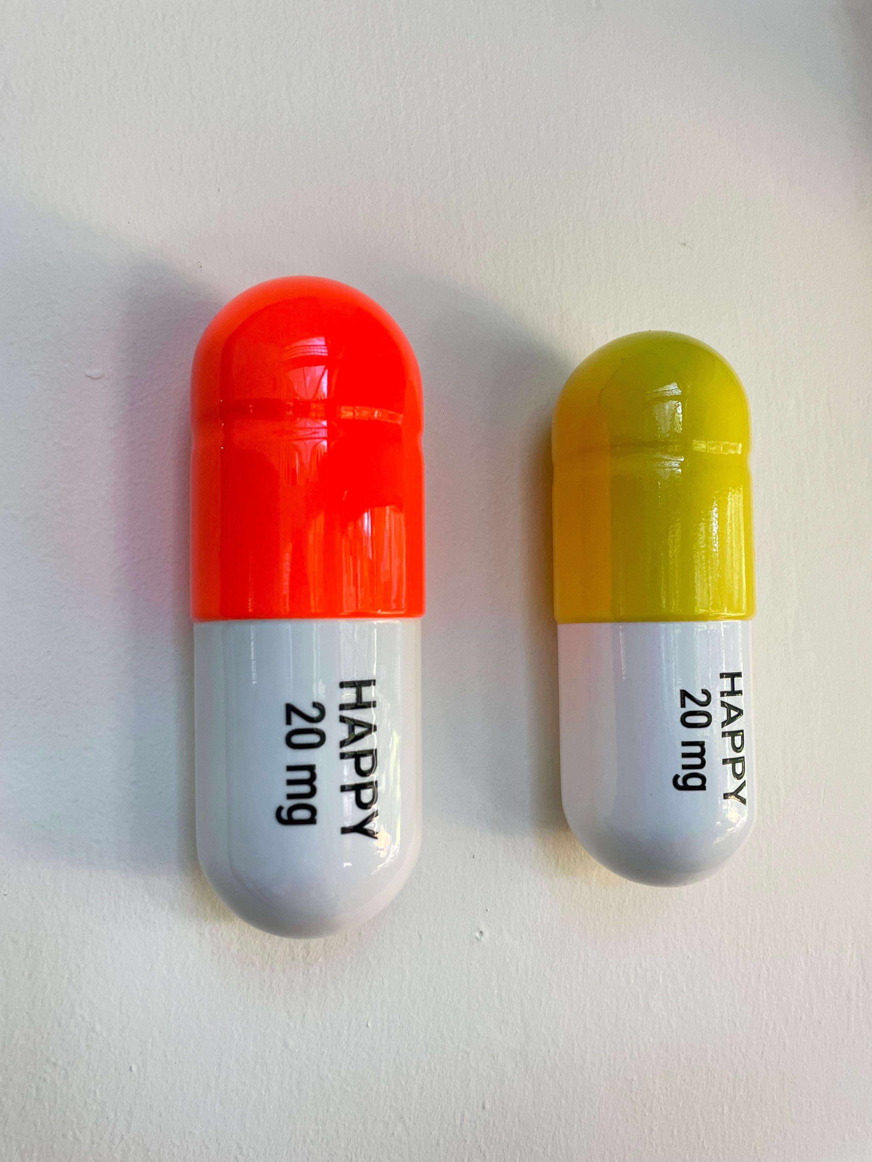 20 ML Happy Love pill Combo (yellow orange white) - figurative sculpture - Sculpture by Tal Nehoray