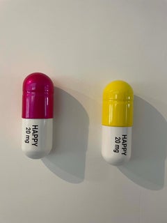 20 ML Happy pill Combo (glänzend rosa, gelb und weiß) – figurative Skulptur