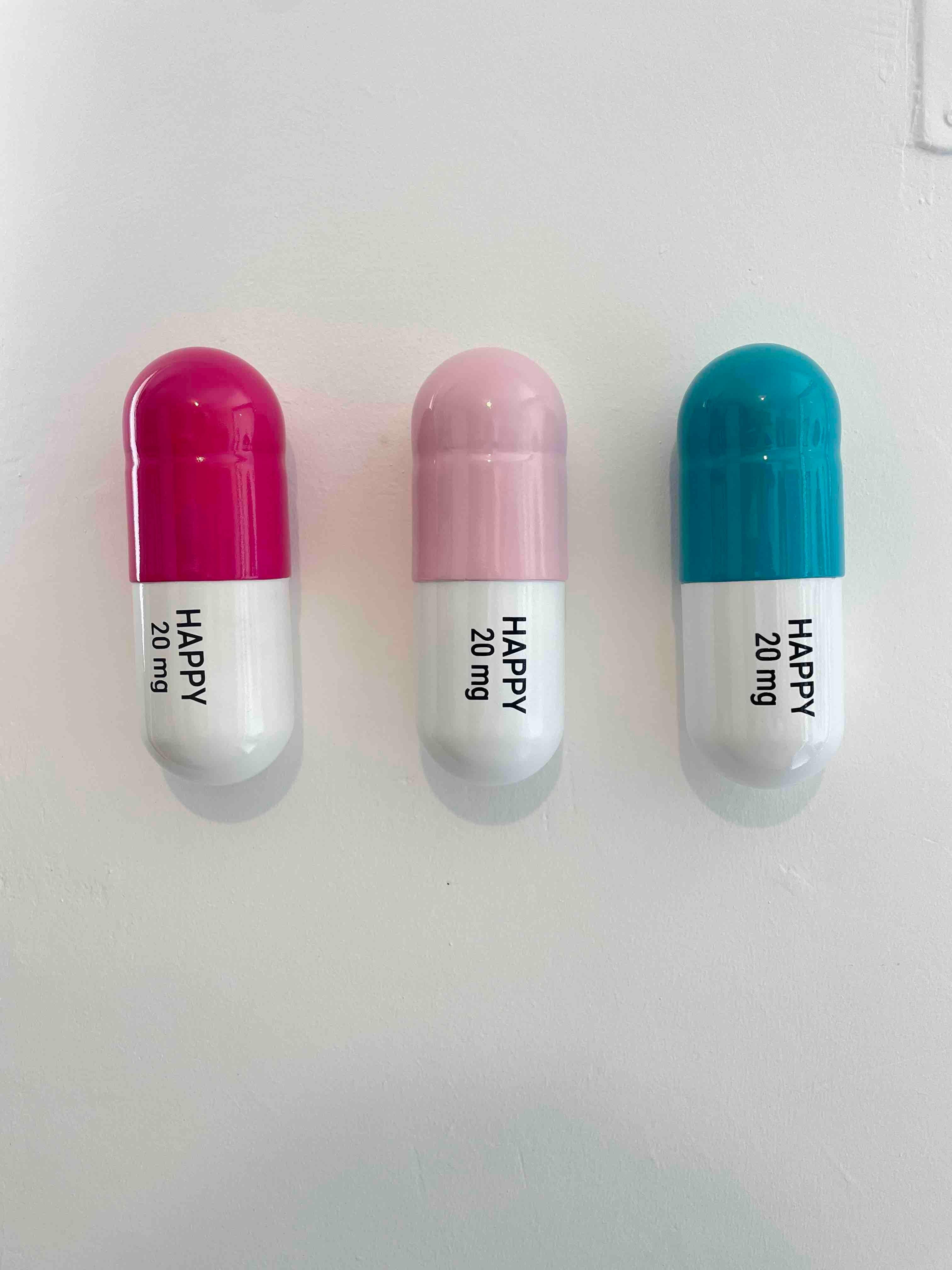 20 MG Happy pill Combo (turquoise, light pink and pink) - figurative sculpture