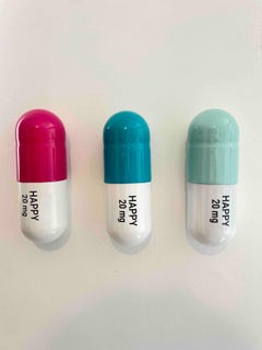 20 MG Happy pill Combo (turquoise, mint green and pink) - figurative sculpture