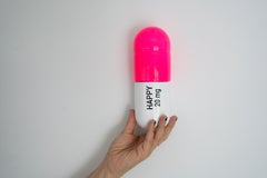 20 ML Happy pill (white and pink) - figurative sculpture