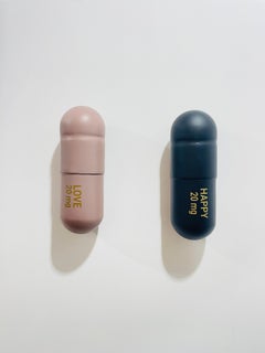 20 ML Love Happy pill Combo (Matte Black and powder pink) - figurative sculpture